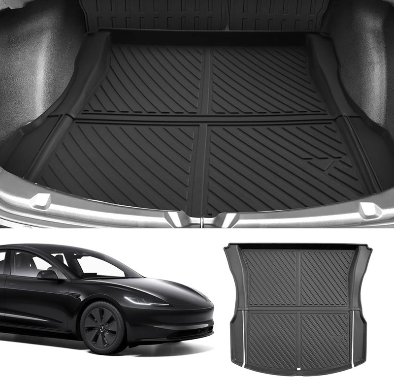Yonugli Custom Car Cargo Mats Trunk Liner All Weather TPE Protection for 2024 2025 2026 Tesla Model 3 Accessories (for 2024-2026 Tesla Model 3) - Image 1